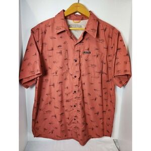 Field & Stream Mens Short Sleeve Fly Fishing Lure Print Button Down Shirt XL